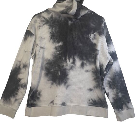 ZYIA White Tie Dye Waffle Knit Hendrix Pullover Thermal Hoodie - Picture 9 of 12